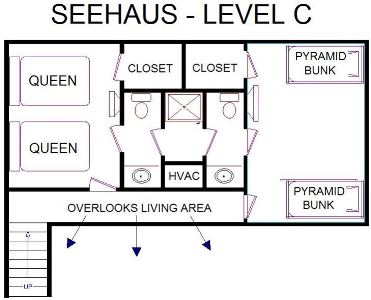 A level C layout view of Sand 'N Sea's beachfront house vacation rental in Galveston named Seehaus 